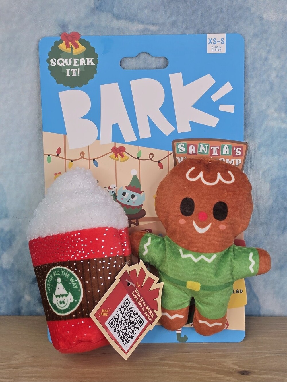 Bark Santa's Workchomp Jolly Jitterbread Man and Coffee Cup Set XS/S New